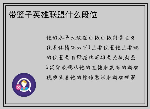 带篮子英雄联盟什么段位